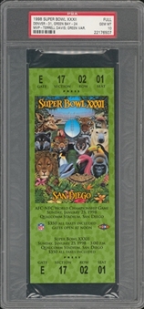 1998 Super Bowl XXXII Full Ticket, Green Variation - PSA GEM MT 10